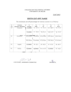 College of Vocational Studies sixth cut off