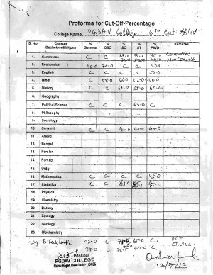 PGDAV college Sixth Cut-off