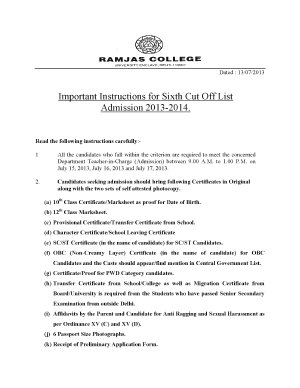 Ramjas college Sixth Cut-off