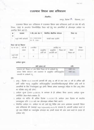 Rajasthan Assembly  hiring for Various  Group D Posts, Apply before 11 October