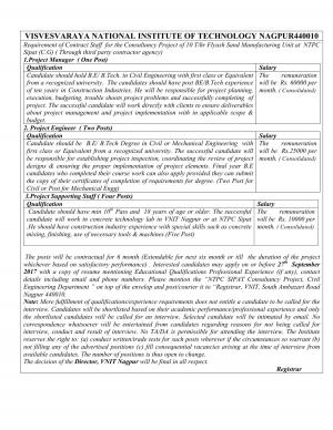 Visvesvaraya National Institute of Technology Project Jobs 