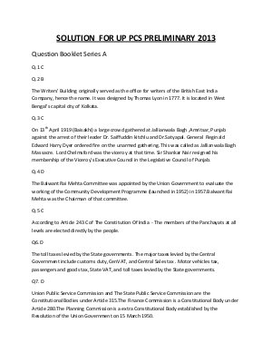 UPPCS PRE 2013 SOLUTION