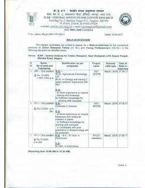 Sarkari Naukri for JRF and Young Professional: CICR Recruitment 2017, 03 Vacancies Notified