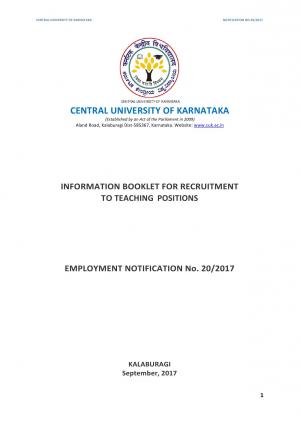 Central University, Karnataka Recruitment 2017,103 Vacancies for Assistant Professor and Other Post