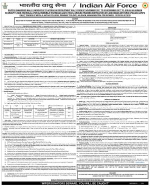 Indian Air Force Jobs, Join IAF as Airman (Group Y), Recruitment Rally at Jalgoan 