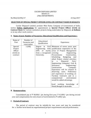 Civil Engineering Jobs, Get Sarkari Naukri at CSL, Apply for Special Project Officer (Civil) Post