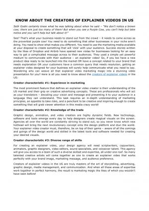 KNOW ABOUT THE CREATORS OF EXPLAINER VIDEOS IN US