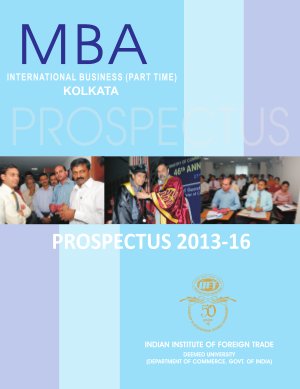 IIFT, Kolkata admission to Part Time MBA in International Business