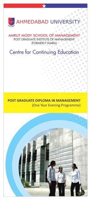 Ahmedabad University admission to 1 year part-time PGDM for working Professionals