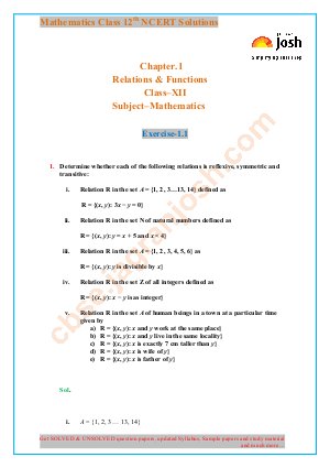 Relations & Functions of cbse