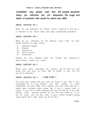 Sample Questions for Paper V of UPSC Civil Service (Main) Exam 2013