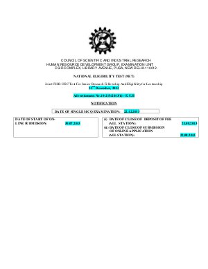 CSIR-UGC NET December 2013 Notification
