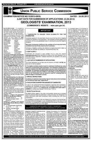 UPSC Geologist Examination 2013