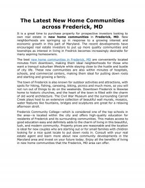 The Latest New Home Communities across Frederick, MD