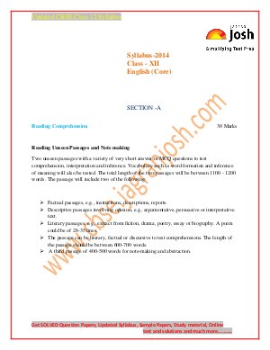 class 12th English (core) syllabus