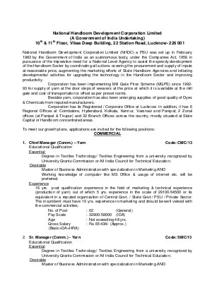 National Handloom Development Corporation Limited Recruitment 2014