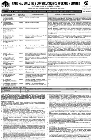 National Buildings Construction Corporation Ltd. Recruitment 2014