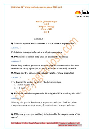 cbse class 12th biology solved question paper 2013 set 1