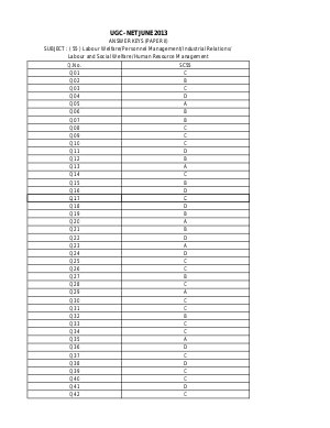 Answer Keys of NET Exams - June 2013 SC_55_Labour Welfare/Personnel Management/Industrial Relations/ Labour and Social Welfare/Human Resource Management_Paper II