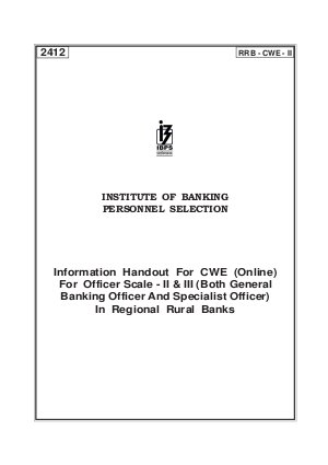 Details for CWE (Online) For Officer Scale - II & III (Both General Banking Officer and Specialist Officer)