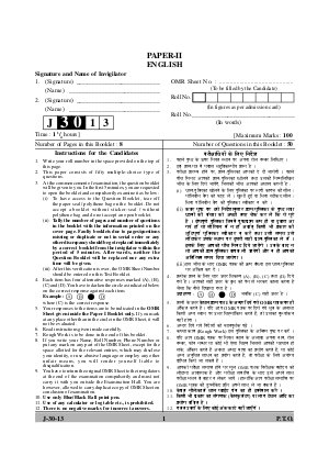 Question Paper of NET Exams - June 2013 SC 30 English Paper II
