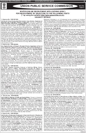 Union Public Service Commission Notified Recruitment for 175 Different Posts