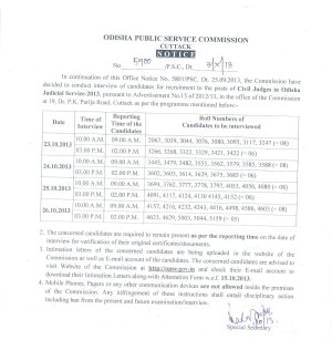 OPSC Civil Judges in Odisha Judicial Services 2013: Result