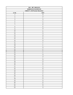 Answer Keys of NET Exams - June 2013 SC_03_Physical Education_Paper III