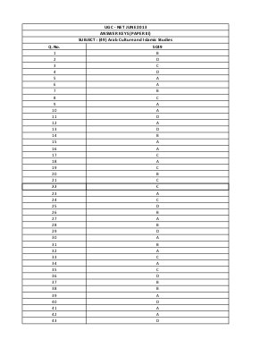 Answer Keys of NET Exams - June 2013 SC_03_Arab Culture And Islamic Studies_Paper III