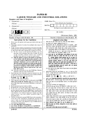 PAPER-III LABOUR WELFARE AND INDUSTRIAL RELATIONS