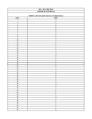 Answer Keys of NET Exams-June 2013 SC_87_Computer Science and Applications_Paper III