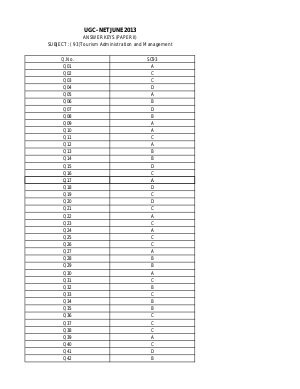 Answer Keys of NET Exams - June 2013 SC_02_Tourism Administration And Management_Paper II
