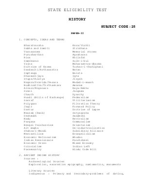 Himachal Pradesh State Eligibility Test SET Syllabus (History)