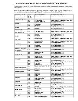 Test Centre List December 2013