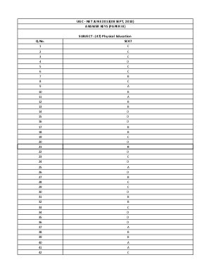 Answer Keys of NET Exams September 2013 Physical Education Paper III