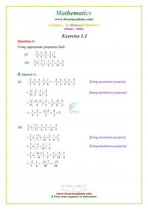 NCERT Solutions Class 8 Maths Exercise 1.1