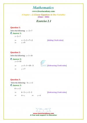 NCERT Solutions Class 8 Maths Exercise 2.1