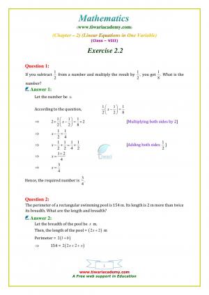 NCERT Solutions Class 8 Maths Exercise 2.2