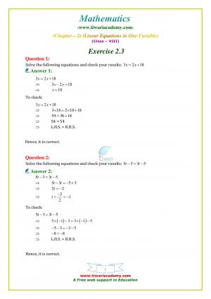 NCERT Solutions Class 8 Maths Exercise 2.3