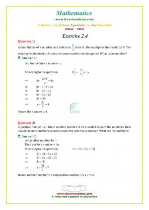 NCERT Solutions Class 8 Maths Exercise 2.4