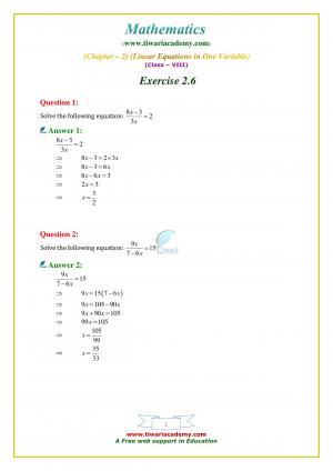 NCERT Solutions Class 8 Maths Exercise 2.6