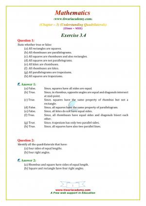 NCERT Solutions Class 8 Maths Exercise 3.4