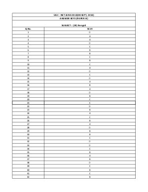 Answer Keys of NET Exams September 2013 SC 19 Bengali Paper III