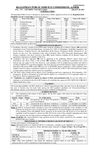Rajasthan State Eligibility Test for Lectureship 2013: Notification
