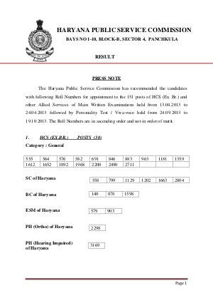 HCS (Ex. Br.) and other Allied Services Exam 2013: Results 
