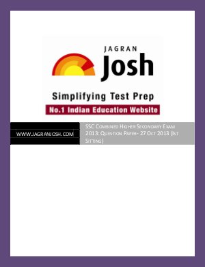 SSC Combined Higher Secondary Exam 2013: Question Paper- 27 Oct 2013 (Ist Sitting) 