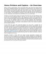 Xerox Printers and Copiers – An Overview
