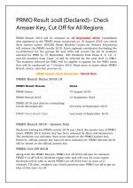 PRMO Result 2018 (Declared)– Check Answer Key, Cut Off for All Regions
