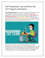 CAT Preparation Tips 2018 from the CAT Toppers and Experts