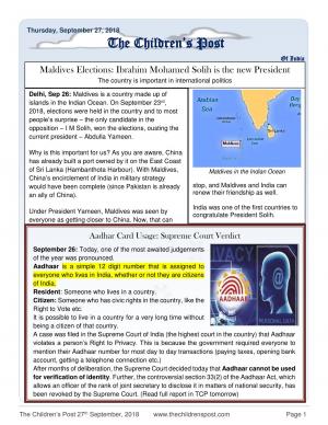 The Childrens Post 27th September 2018